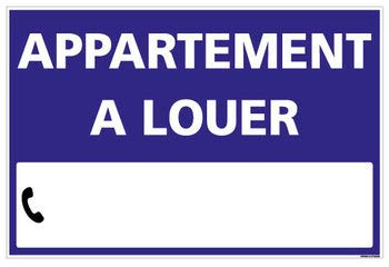 Panneau Immobilier Appartement à Louer avec Oeillets aux 4 Coins - Bleu - Plastique Rigide AKILUX 3,5mm - Dimensions 600x400 mm - Livré avec Une Planche de Chiffres - Protection Anti-UV