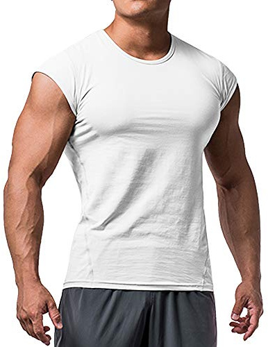 Hommes T-Shirt à Manches Courtes pour la Musculation Gym Workout Tee Tops Coton