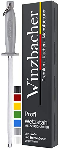 Winzbacher® THE ORIGINAL [39cm] Professionell knivslipare skärpstål - tillverkat av härdat specialstål | knivslipare knivslipare | ergonomiskt utformat soft-touch-handtag med fingerskydd