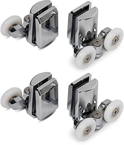 YUANQIAN Stainless Steel 20mm Shower Door Twin Rollers Runners – Set of 4-Top & Bottom