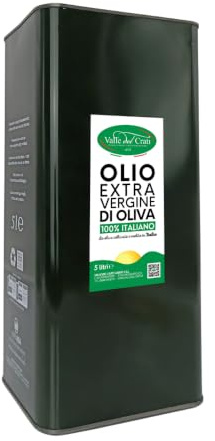 Huile d'olive extra vierge 100% italienne Valle del Crati 5 litres | Huile d'olive extra vierge pressée à froid | Campagne de récolte 2025/2026