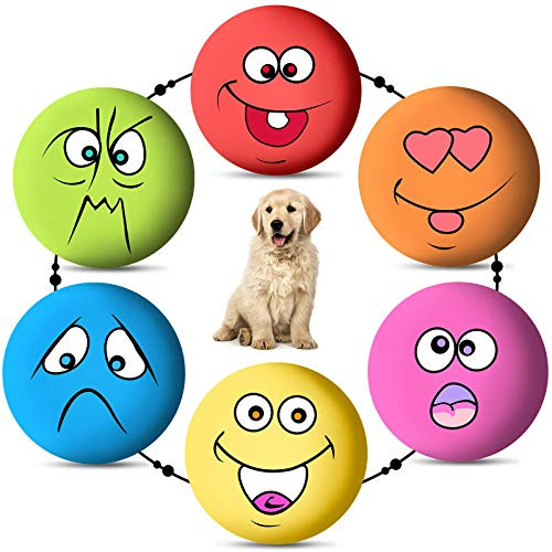Rehomy 6 st/set hundgummi pipiga bollar roliga mjuka studsiga tuggande pipiga ansiktsbollar leksak hämta lekbollar tennisbollar för små medelstora husdjur hund katt valp