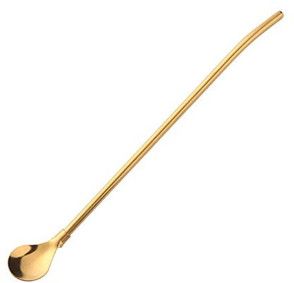 1 cuchara para beber de acero inoxidable, reutilizable, apta para lavavajillas, pajita y cuchara 2 en 1, ideal como cuchara para latte macchiato y cuchara de cóctel/cepillo de limpieza.