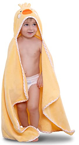 TBEZY Hooded Towel for Kids 100% Cotton Ultra Soft with Unique Animal Design Large for Infants 3-10 Years (Chick)