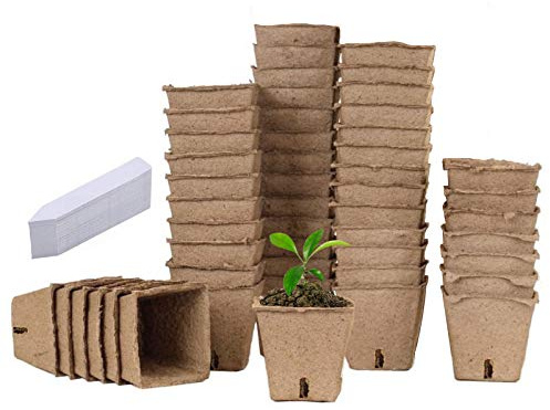 50 Pièces Pot Semis Biodegradable, Pots de Tourbe pour Semis de Jardinage, Pot Semis Tourbe, Godet Semis Bio Germination Plateau Fibre Mini Serre Jardin Petit Pot Fleur Jardinage Potager 6cm×6cm