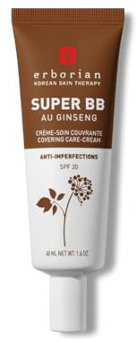 Erborian Super BB - Getönte Tagescreme, pflegt das Gesicht und hilft gegen Unreinheiten - Koreanische Gesichtspflege mit Ginseng und Niacinamid - Pflegende BB Creme, hohe Deckkraft - Schoko - 40 ml