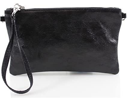clicktostyle Shinny Metallic Leather Wristlet Clutch Pouch Purse Handbag Women Crossbody Strap Shoulder Bag 8890