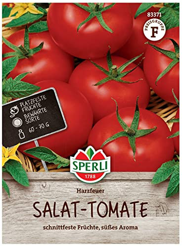 Sperli Salat-Tomatensamen Harzfeuer, F1 83371 - schnittfeste, leuchtend rote Sorte mit süß-aromatischen Früchten - Samen Gemüse, Saatgut, Gemüsepflanze