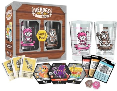 HerOES OF BARCADIA Party Pack Expansion: Lägg till ytterligare två spelare till din RPG Dungeon Exploration Drink Games Night | Ny första upplaga | Ett festspel brädspel för vuxna med DND-tärningar