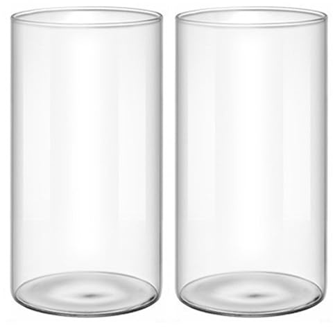 2 Stück glaszylinder für Kerzen, Glaszylinder mit Boden Für Windlicht | 8x15cm Glaszylinder Windlichtgläser, Teelichtgläser Ersatz Zylinder, Tischdeko für Zuhause Wohnzimmer Hochzeit Party