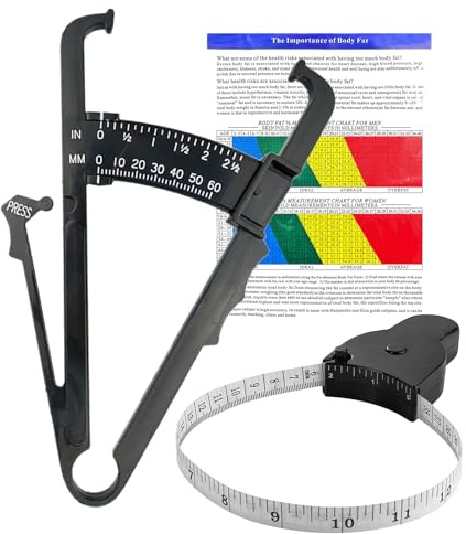 DALAETUS 2 Stück Körpermaßband und Körperfettzange, 60 Zoll Maßband Körper, Einziehbar Umfangmaßband, Doppelseitig Massband für Körpermaße, Gewichtsabnahme, Frauen, Männer(Schwarz)