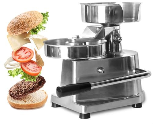 FURLOU Pressa per Hamburger Manuale, Pressa per Hamburger di Livello Commerciale, Pressa per Hamburger in Acciaio Inossidabile, con Manico ergonomico Lungo, per Hamburger, polpette, Barbecue 13CM