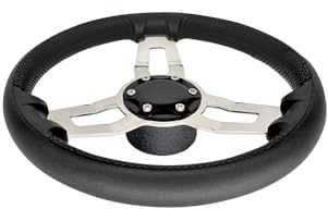 34,9 cm (13,5 Zoll) Anti-Rutsch-Lenkrad aus PU-Schaumstoff, Mojiate Edelstahl-Lenkrad, Marine-Lenksystem mit Aluminium-Montagebasis für Boote, Yachten, Pontonboote und mehr