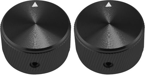 eMagTech 2 Boutons de Potentiomètre 1/4 Pouces en Alliage d'aluminium Boutons Commande de Pot pour Amplificateur d'amplificateur de Puissance Préamplis Équipements Audio 30x17mm (DxH), Noir