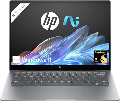 HP OmniBook X Next Gen KI Laptop | Qualcomm Snapdragon X Elite X1E-78-100 (12C) con NPU dedicata per AI | 45 top in NPU | Copilot+ PC | touchscreen da 14 2,2 K | 16 GB | 1TB SSD | Win11 | Meteor