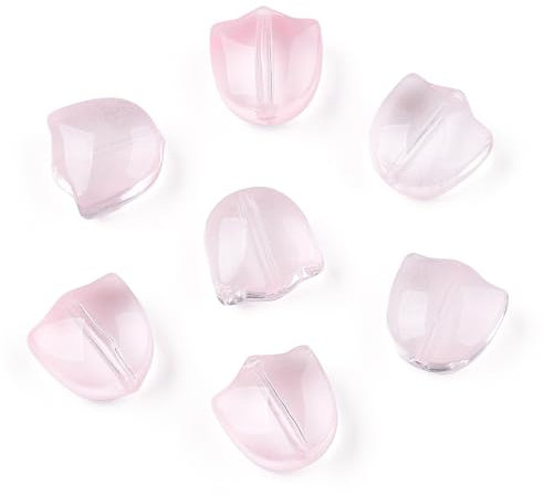 LiQunSweet 50 Pcs Glass Flower Beads - Pink Tulip Bud Beads Spacer for Bracelet DIY Jewelry Making