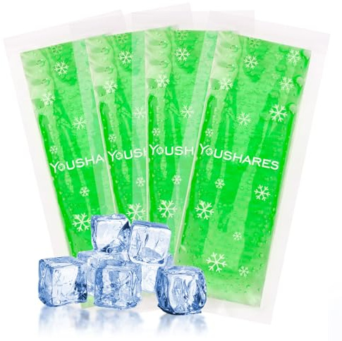 YOUSHARES Poche de Glace en Gel Réutilisable pour Trousse Isotherme Insuline Diabétique, Glacière Isotherme pour Médicament Insuline, Poche Refrigerante Gel Froid Approuvée par TSA (4 Paquets, Vert)