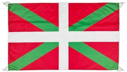 Bandiera Paesi Baschi grande, 150 x 90 cm, bandiera Paesi Baschi per balcone con 4 occhielli e 4 fascette per cavi (Euskadi)