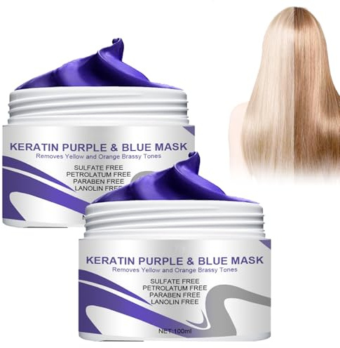 Närande hårmask för blonda och blont hår, hårmask för blonda och grått hår för neutralisering av gulnyanser, med violettpigment, neutraliserar gulhår mask