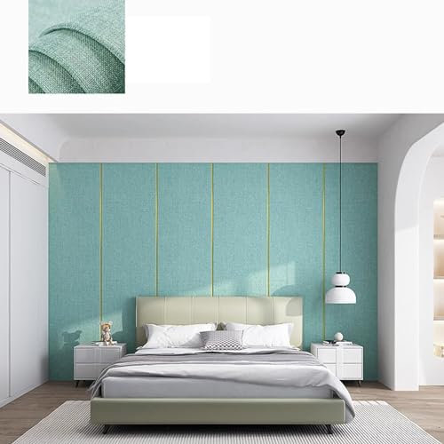 Lot de 2 rouleaux de papier peint en lin à décoller et à coller - Isolation thermique - Isolation phonique - Décoration d'intérieur pour chambre à coucher, salon, cuisine, mur TV - Vert - 65 x 280 cm