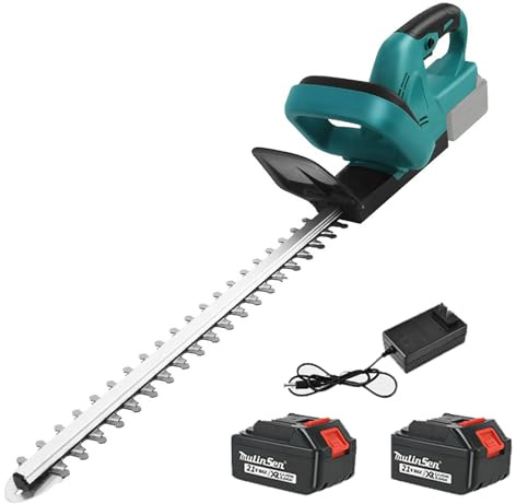 Cordless Electric Hedge Trimmer, Lightweight Hedge Cutter with Two 3.0AH Batteries and Charger, Fast Charging, 50cm Blade Length, 20mm Cutting Thickness, for Lawn Trimming Hedges, Branches, Shrubs