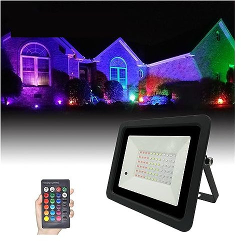 Projecteur LED extérieur, lampes de travail LED Projecteur Led RGB 30W 50W 100W, Lampe Murale Extérieure, Étanche IP68, Lumières De Jardin, Réflecteur, Projecteur RGB pour garage, cour, pelouse, jardi