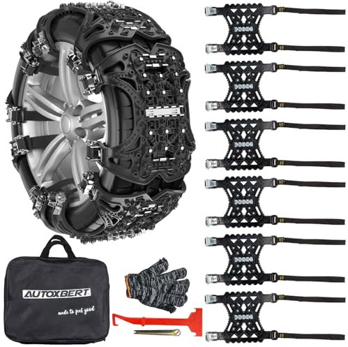 Schneeketten 6 Stück Anti-rutsch Reifenketten Rutschfeste Notfall-Schneereifenketten Verstellbare Reifen-Rad-Traktionsketten165-275mm