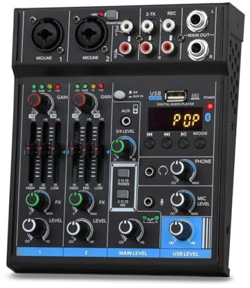 Professional Mixer M4 Mini Mixer Audio A 4 Canali Scheda Audio Audio DJ 16 Effetti Digitali Console Di Riduzione Del Rumore Registrazione USB For Il Canto for Recording DJ Stage Karaoke Music Applicat