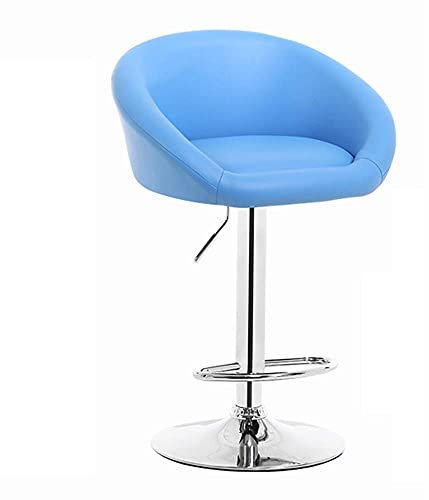 Moderner blauer Pub-Hocker mit drehbarem Lift und vollem Schwammsitz, stilvoller Hochstuhl für Bar, Empfangsbereich, bequem und funktional