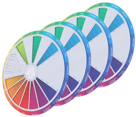 STOBOK 4pcs Standard Color Wheel Mixing Guide Painting Learning Chart for Artists Art Class and Interior Design