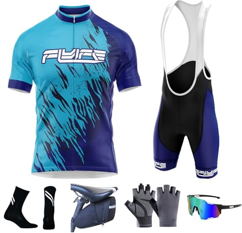FLYIFE Tenue Cycliste Homme – Ensemble VTT et Vélo de Route – Maillot Cycliste Respirant et Cuissard Confortable – Vêtements de Cyclisme pour Homme (TYP-8,6XL)