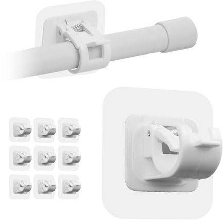 Lium Berg 10 Pz Ganci per Tende Senza Bucare Infissi PVC Autoadesivi - Gancetti Porta Bastoni Tende Senza Forare Adesivi per Finestre (Bianco)