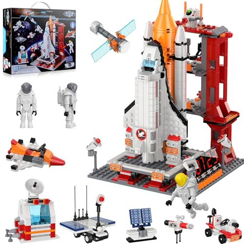 Set di Costruzione STEM Razzo, 888 PCS 11-in-1 Space Shuttle e Stazione Spaziale Cittadina con Figure di Astronauti, Regalo Compleanni e Natale per Bambini 6-14 Anni, Ragazzi e Ragazze