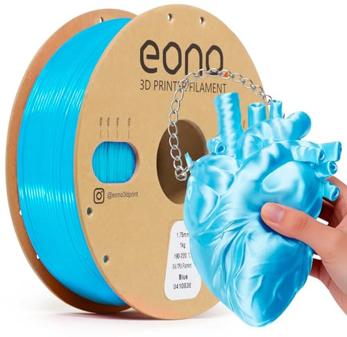 EONO Silk TPU Filament 1.75mm Flexibel & Glänzend wie Silk, Shore 95A TPU Silk Blau, 1KG Weiches, aber belastbares TPU für Mode, Deko & Funktionsteile