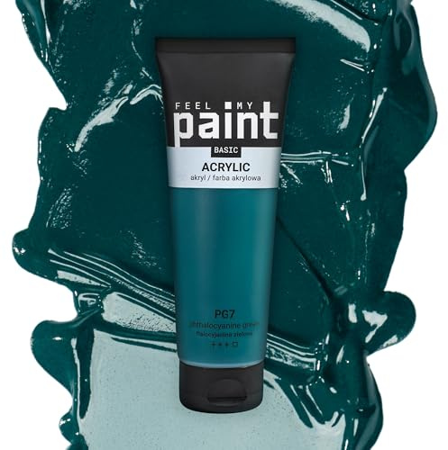 FeelMyPaint Acrylfarbe Phthalogrün – 120 ml hochpigmentierte Künstlerfarbe zum Malen auf Leinwand, Papier, Stoff, Holz, Glas, Keramik, Metall, Stein