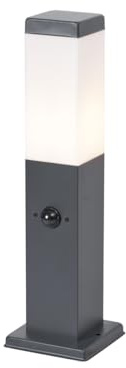 Qazqa Modern außen Pollerleuchte, Wegeleuchte, Pollerlampe für den Garten - Malios - Dunkelgrau, max. 15W, Geeignet für LED, 45cm, IP44, Rechteckig