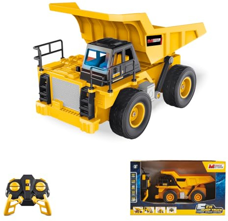MONDO Motors Camion ribaltabile, modello in scala 1:24, pacco batterie ricaricabili incluso, movimenti controllabili dal telecomando, giocattolo per bambini 63849