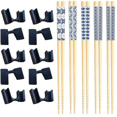 5 Pairs Chopsticks for Beginners, Chopsticks, 10 Chopstick Aids Training Chopstick Set, Easy to Use for Sushi Parties and Asian Cuisine, Lightweight and Portable for Travel