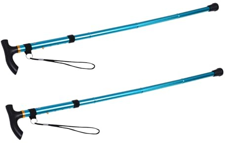 POPETPOP 2 Piezas Bastones Senderismo Plegables de Aleación de Aluminio Ajustables Unidades Antideslizantes y Resistentes para Trekking Senderismo Viaje y Camping Palos de para Hombres y