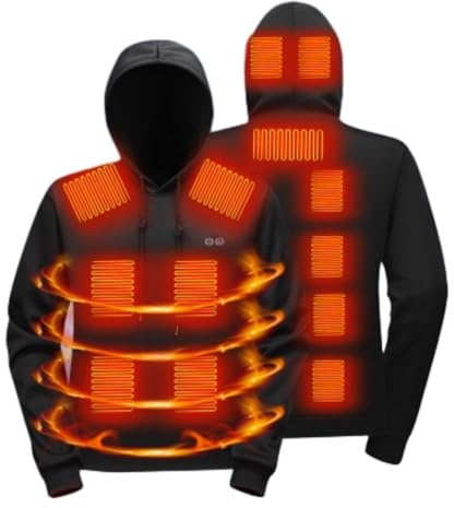Testsieger Beheizbarer Hoodie Herren Damen Heated Beheizter Kapuzenpullover Heizung 17 Heizzonen Beheizbarer Pullover Plüsch Sweatshirt Kleidung Outdoor Heizpullover Winter Körperwärmer Mantel