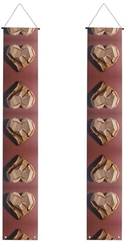 Holz-Banner mit Herz-Druck, Polyester-Banner, für drinnen und draußen, einfach aufzuhängen, wiederverwendbar