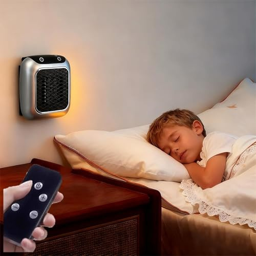 Calefactor De Pared De Cerámica Heatflash Enchufable, Calefactor Eléctrico Portátil for Interiores, Con Control Remoto, Calentamiento Rápido En 3 Segundos, Elemento Calefactor Ptc(1PC)