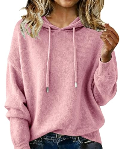 PANOZON Femme Sweat À Capuche Femme Pulls Classique à col en V Chaud et Doux Ample décontracté à Manches Longues