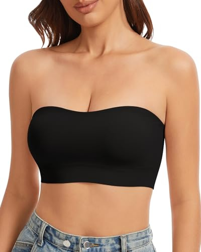 LEYSHE axelbandslös bh utan bygel vadderad sömlös bandeau bh dam utan remmar bra grepp push up strapless BH med transparenta remmar