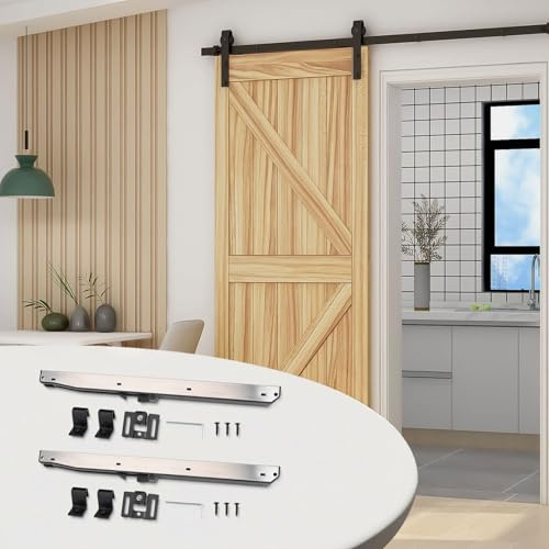 Meccanismo di chiusura ammortizzata per porta del fienile, hardware per ammortizzatore per porta scorrevole, design senza fori, confezione da 2, adatto per porte da 40 a 60 kg, compatibile con kit