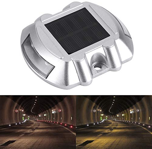 Zerodis Luce Stradale per Vialetto Impermeabile per Esterni a LED a Energia Solare in Fusione di Alluminio, Rossa, Lampada a 6 LED (lampo bianco)