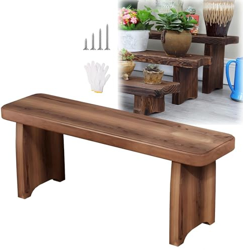 Panca da giardino in legno per esterni, 600 cm, versatile, per interni ed esterni, panca da esposizione per vasi di fiori, per ingresso, soggiorno, patio, veranda (L119 x L 10 x A 13 cm)