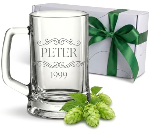 Bierkrug mit Gravur - Personalisierte Geschenke Männer - Geschenke für Sie & Ihn - Bierglas Geschenkidee für Herren, Freunde Vatertag - Geburtstagsgeschenk Bierfreunde Prost!