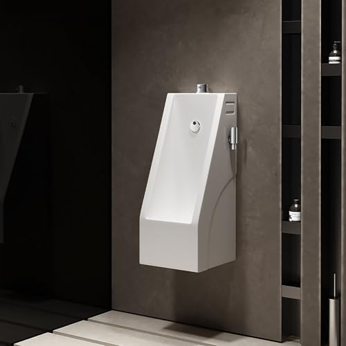 HLDJYLZS Orinatoio da Parete in Ceramica per Uomini, Scarico Manuale e Automatico con sensore Nascosto doccetta, orinatoio sospeso per Bagno, Hotel Uso Commerciale(E)