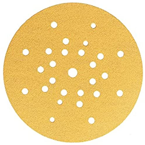 Mirka Schleifpapier Gold Ø 225 mm Klett 27-Loch Korn P80 10 Stück | Optimal für Gips Spachtel Spanplatten Holz Lack Schleifen 27-Loch Klett Ø 225 mm Hochwertiges Schleifpapier